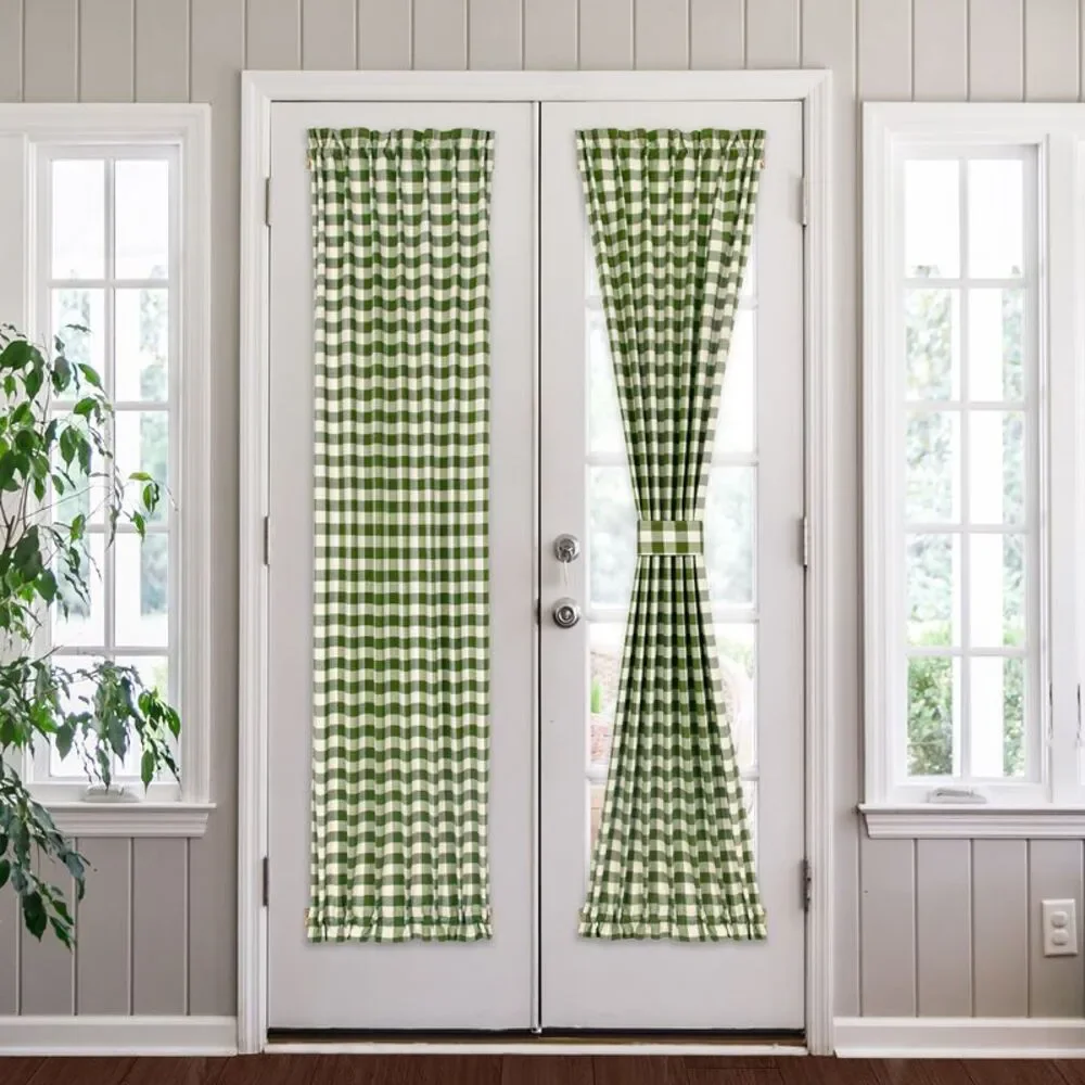 PowerSellerUSA French Door Curtain, Elegant Buffalo Plaid Curtains for Front